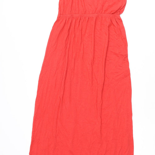 New Look Womens Red Viscose Maxi Size 10 V-Neck Pullover