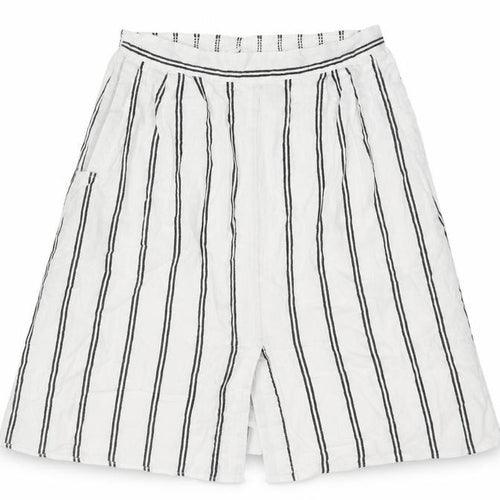 Mango Womens White Striped Cotton A-Line Skirt Size M - Front Vent