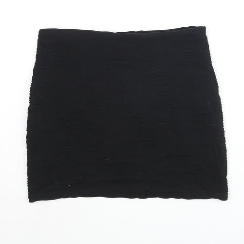 River Island Womens Black Polyester Bandage Skirt Size 10 - Wave Texture