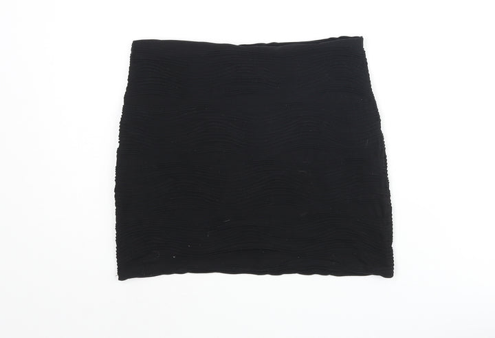 River Island Womens Black Polyester Bandage Skirt Size 10 - Wave Texture