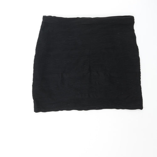 River Island Womens Black Polyester Bandage Skirt Size 10 - Wave Texture