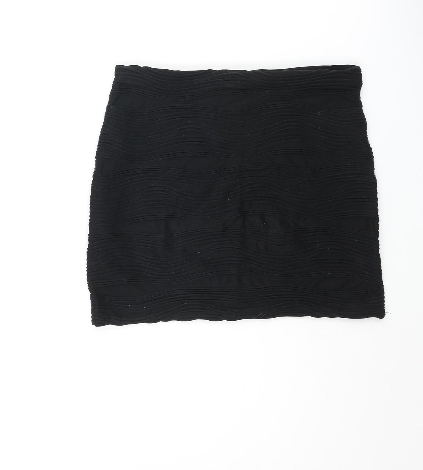 River Island Womens Black Polyester Bandage Skirt Size 10 - Wave Texture