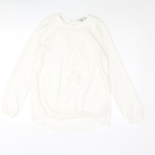 NEXT Womens Ivory Polyamide Basic Blouse Size 6 Round Neck - Pleated