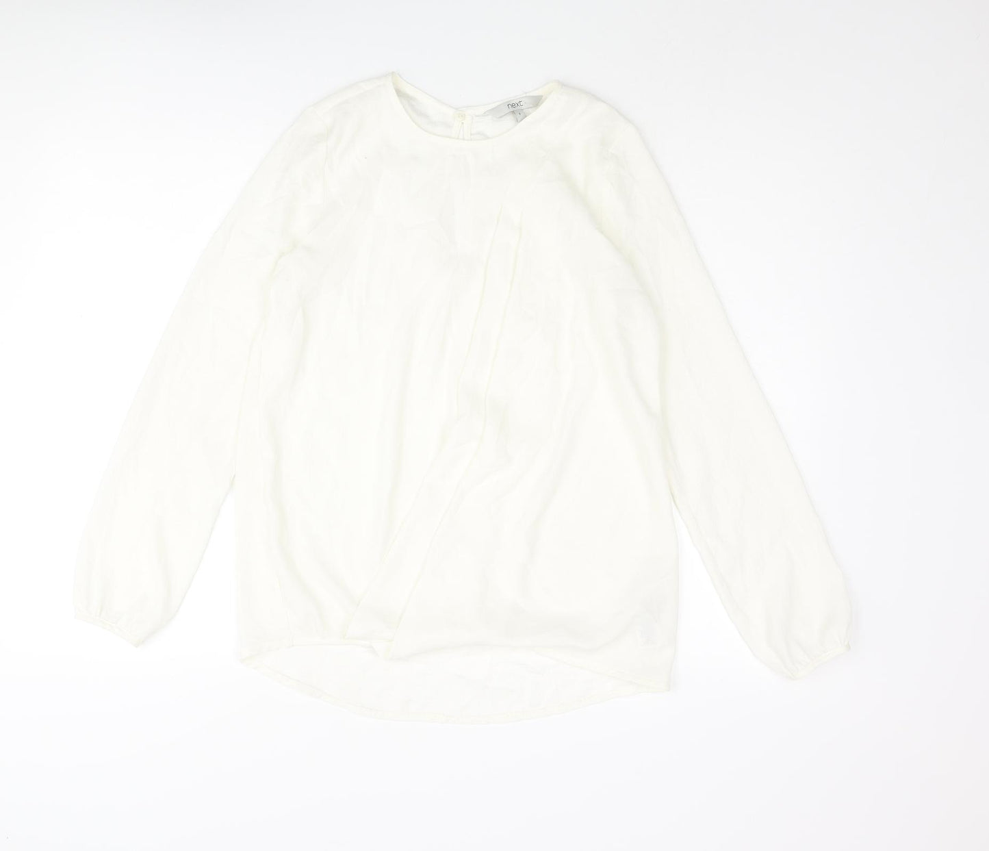 NEXT Womens Ivory Polyamide Basic Blouse Size 6 Round Neck - Pleated