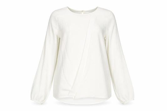 Front view of Next women’s ivory polyamide basic blouse, size UK 6, round neck - pleated