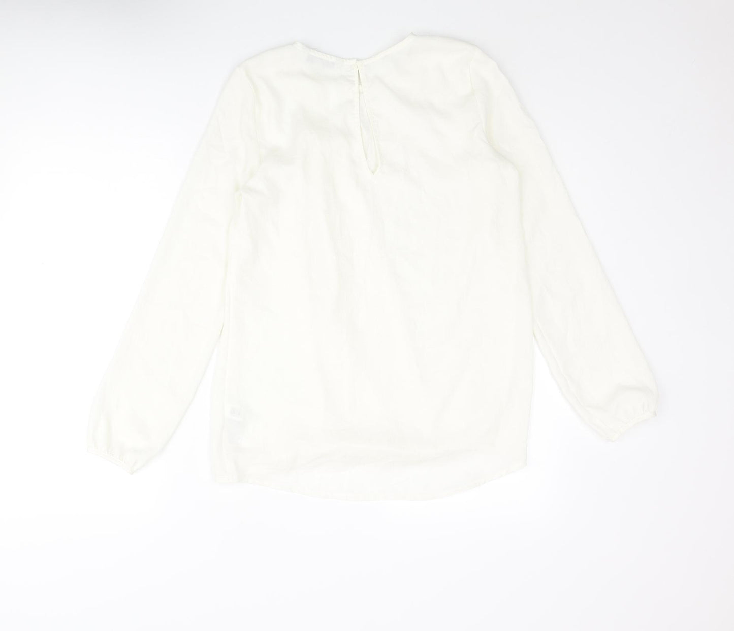 NEXT Womens Ivory Polyamide Basic Blouse Size 6 Round Neck - Pleated