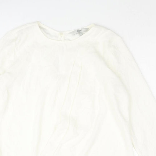 NEXT Womens Ivory Polyamide Basic Blouse Size 6 Round Neck - Pleated