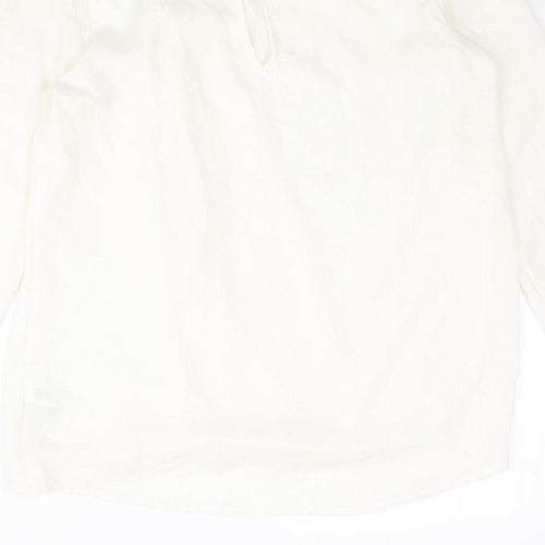NEXT Womens Ivory Polyamide Basic Blouse Size 6 Round Neck - Pleated