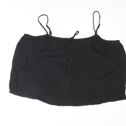 H&M Womens Black Cotton Camisole Blouse Size L Scoop Neck - Bow
