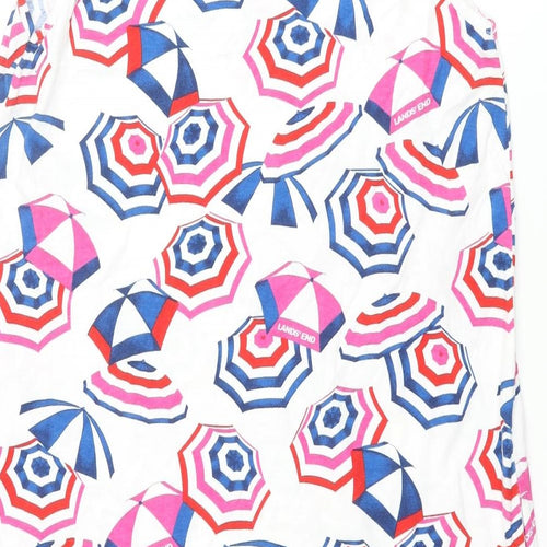 Lands' End Womens Multicoloured Geometric Cotton Shift Size L V-Neck Pullover - Logo