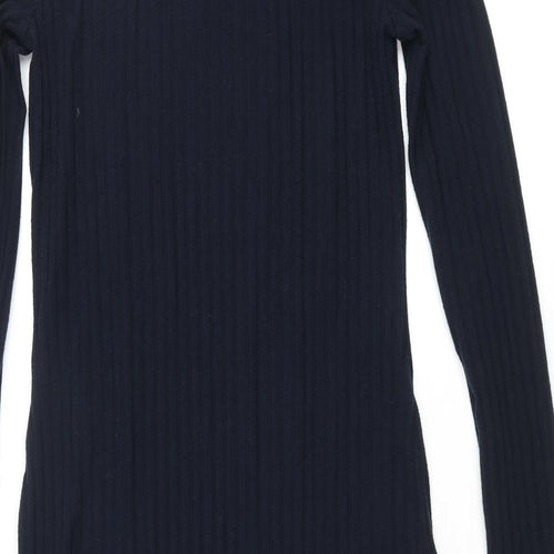 Marks and Spencer Womens Blue Polyester Pencil Dress Size 8 Round Neck Pullover