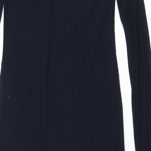 Marks and Spencer Womens Blue Polyester Pencil Dress Size 8 Round Neck Pullover