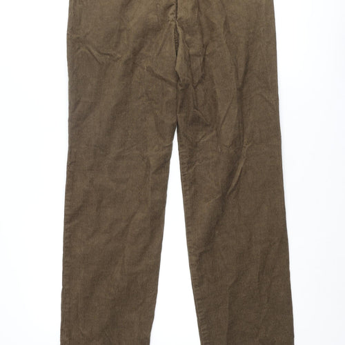 Marks and Spencer Mens Brown Cotton Chino Trousers Size 30 in L33 in Regular Zip