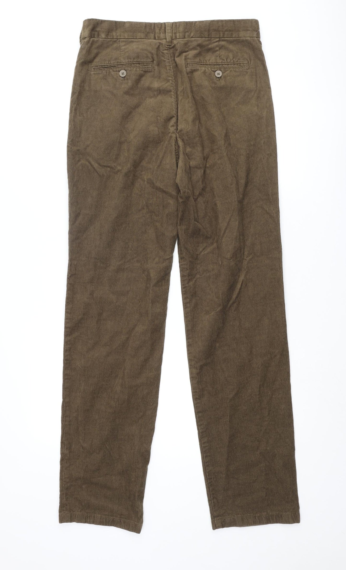 Marks and Spencer Mens Brown Cotton Chino Trousers Size 30 in L33 in Regular Zip