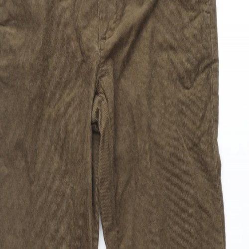 Marks and Spencer Mens Brown Cotton Chino Trousers Size 30 in L33 in Regular Zip