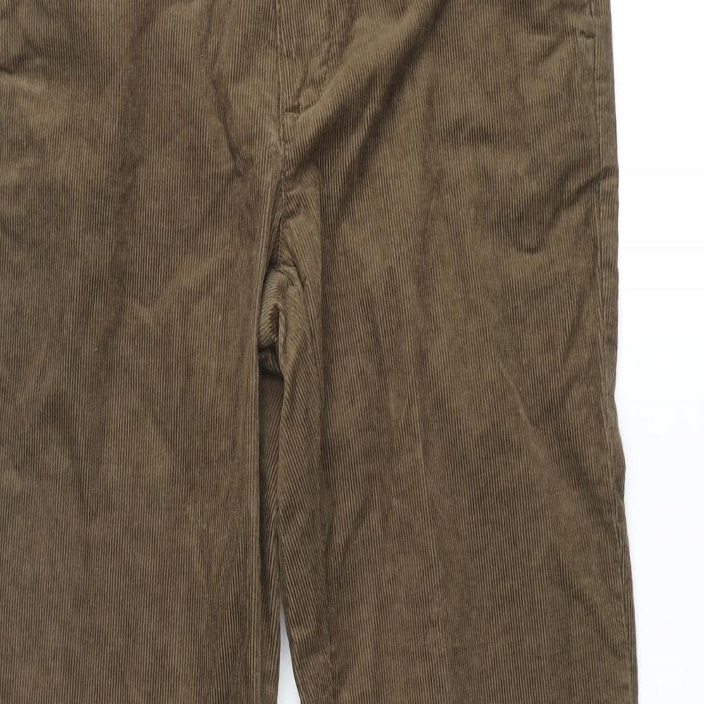 Marks and Spencer Mens Brown Cotton Chino Trousers Size 30 in L33 in Regular Zip