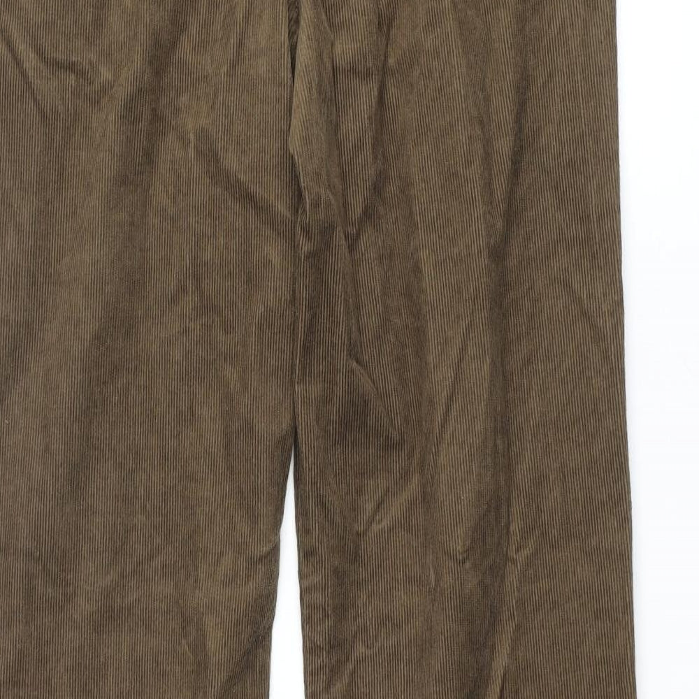 Marks and Spencer Mens Brown Cotton Chino Trousers Size 30 in L33 in Regular Zip
