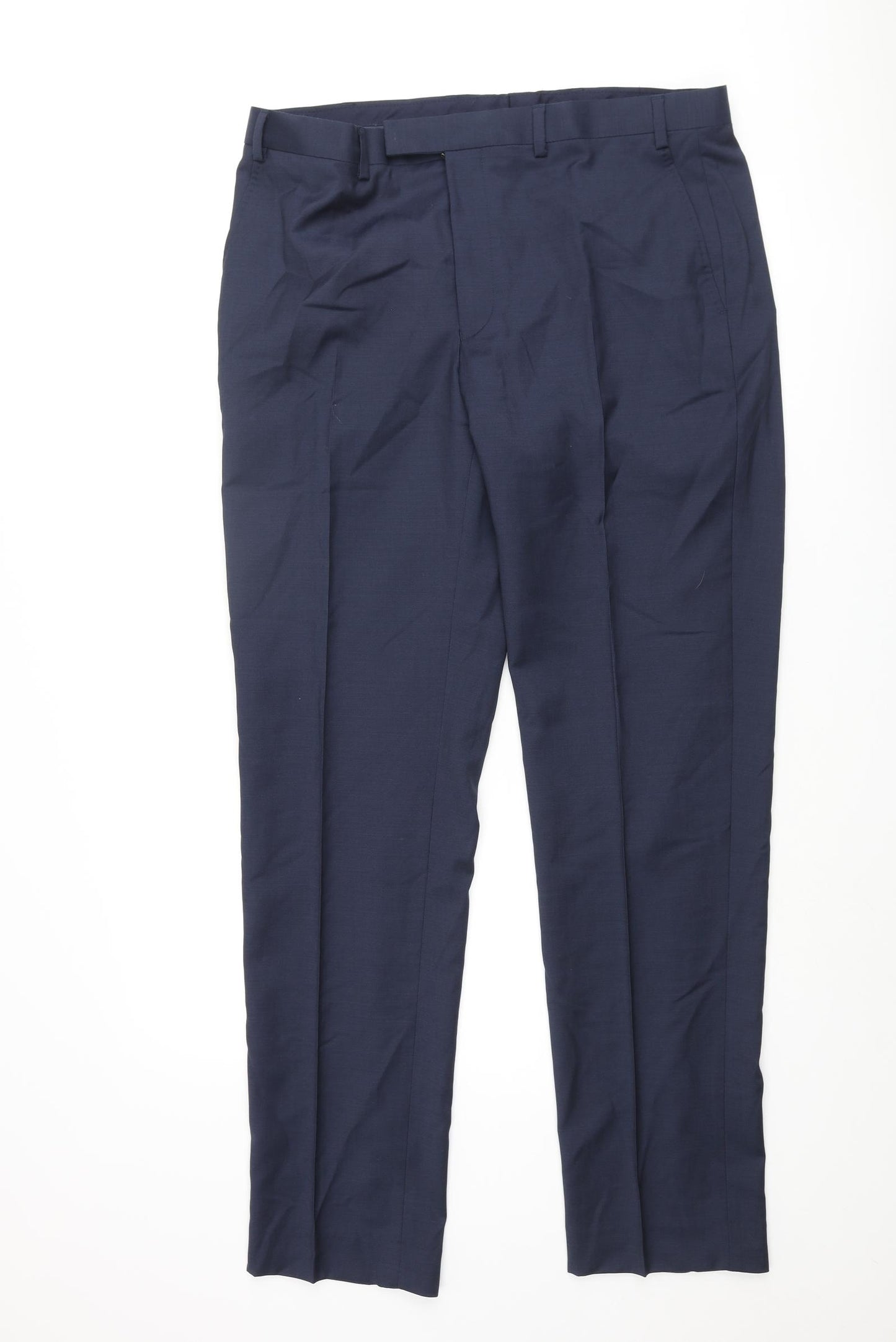 Autograph Mens Blue Polyester Dress Pants Trousers Size 36 in L33 in Regular Zip