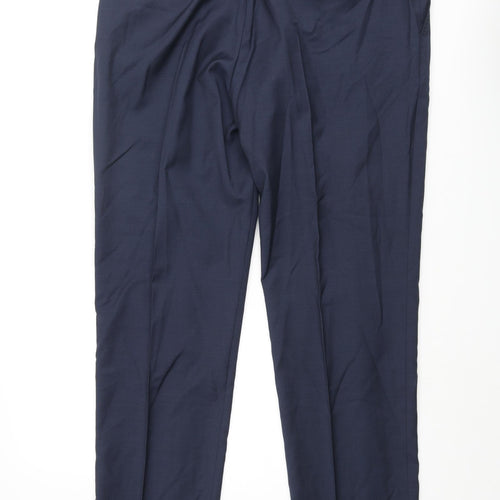 Autograph Mens Blue Polyester Dress Pants Trousers Size 36 in L33 in Regular Zip