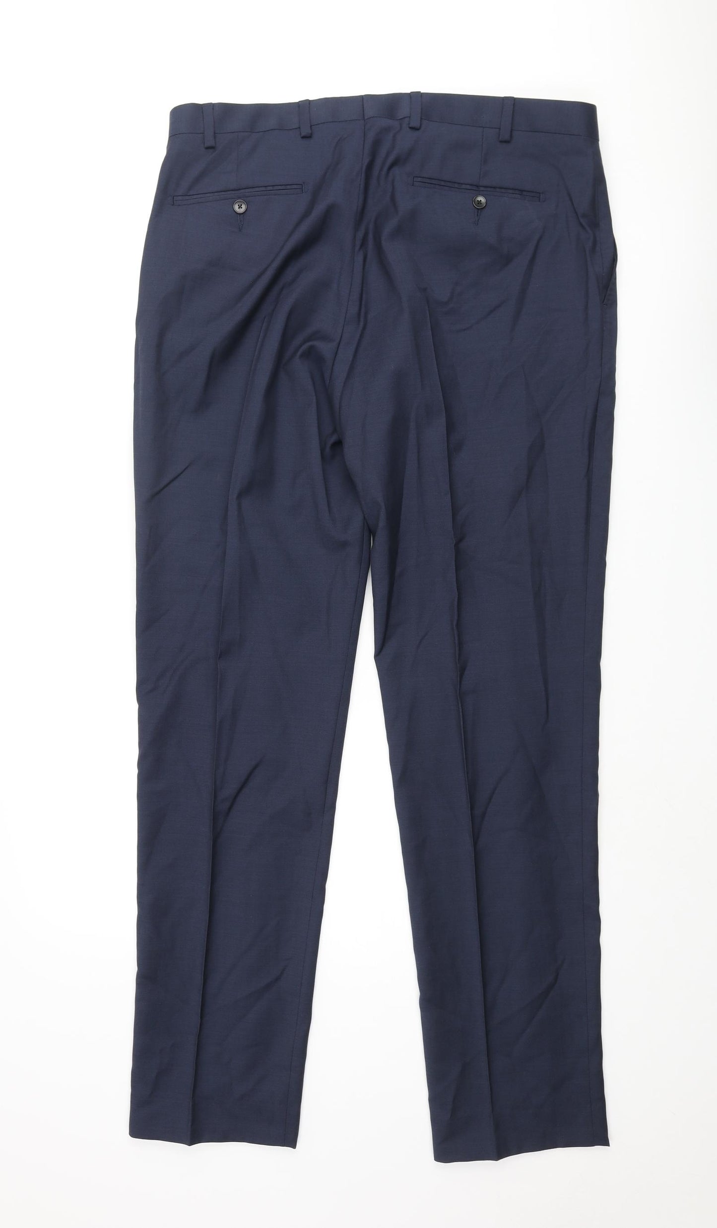 Autograph Mens Blue Polyester Dress Pants Trousers Size 36 in L33 in Regular Zip