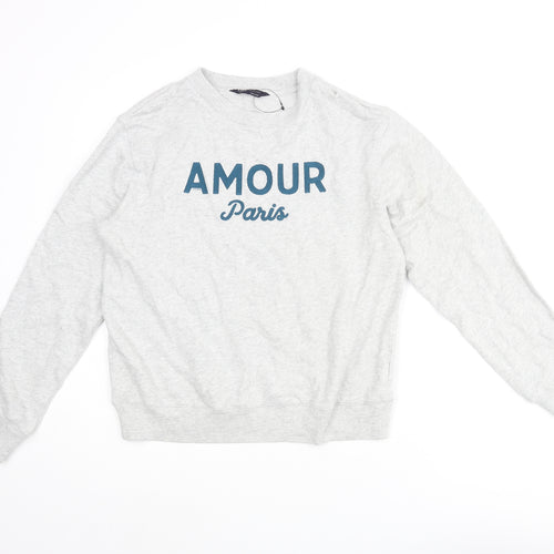 Marks and Spencer Womens Grey Cotton Pullover Sweatshirt Size XS Pullover - Amour Paris