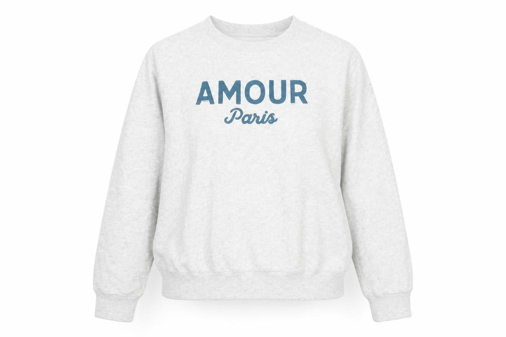 Front view of Marks & Spencer women’s grey cotton pullover sweatshirt, size XS, pullover - amour paris