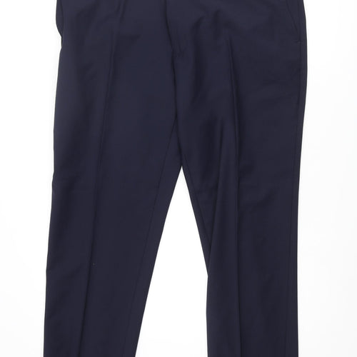 Marks and Spencer Mens Blue Polyester Dress Pants Trousers Size 42 in L29 in Regular Zip
