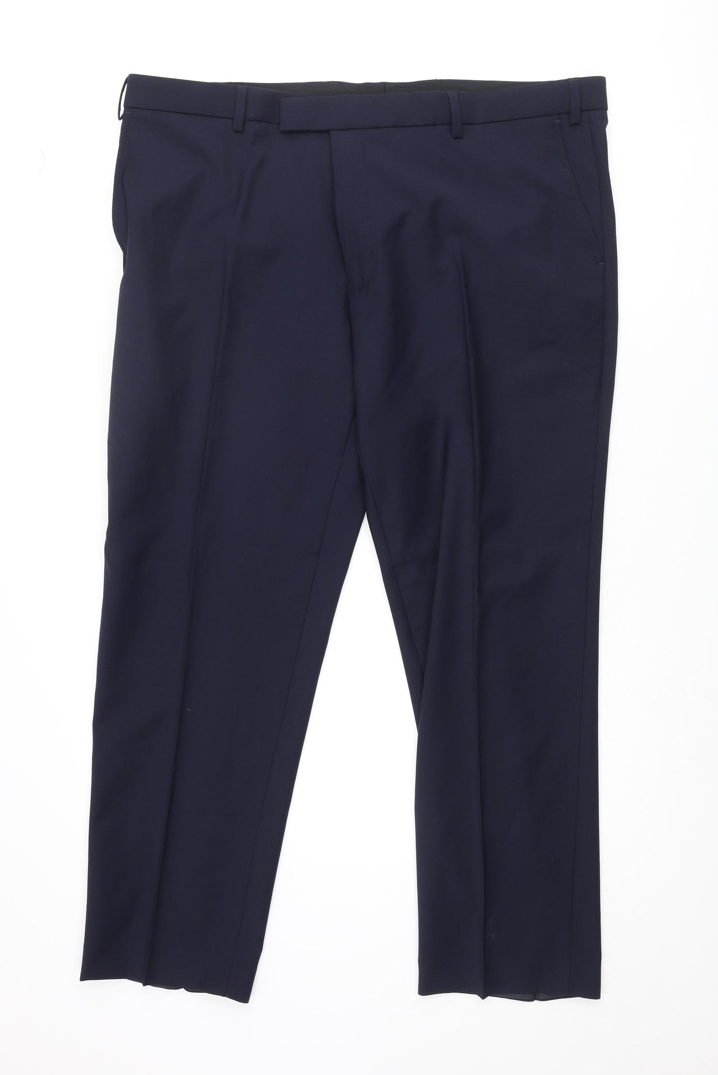 Marks and Spencer Mens Blue Polyester Dress Pants Trousers Size 42 in L29 in Regular Zip
