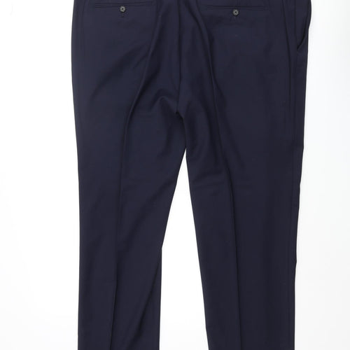 Marks and Spencer Mens Blue Polyester Dress Pants Trousers Size 42 in L29 in Regular Zip