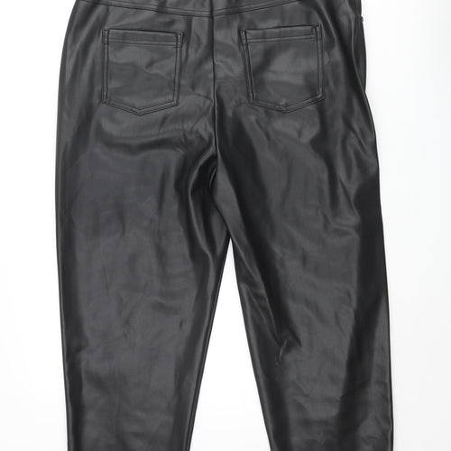 Marks and Spencer Womens Black Polyester Trousers Size 18 L26 in Regular Zip