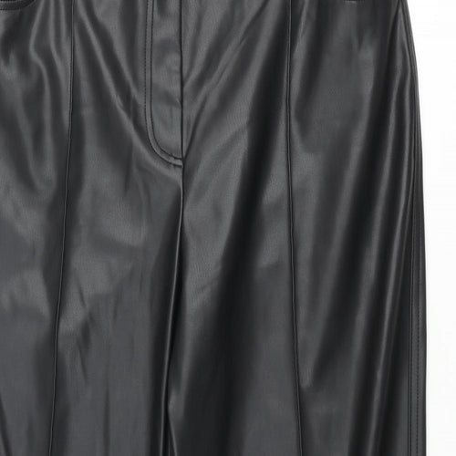 Marks and Spencer Womens Black Polyester Trousers Size 18 L26 in Regular Zip