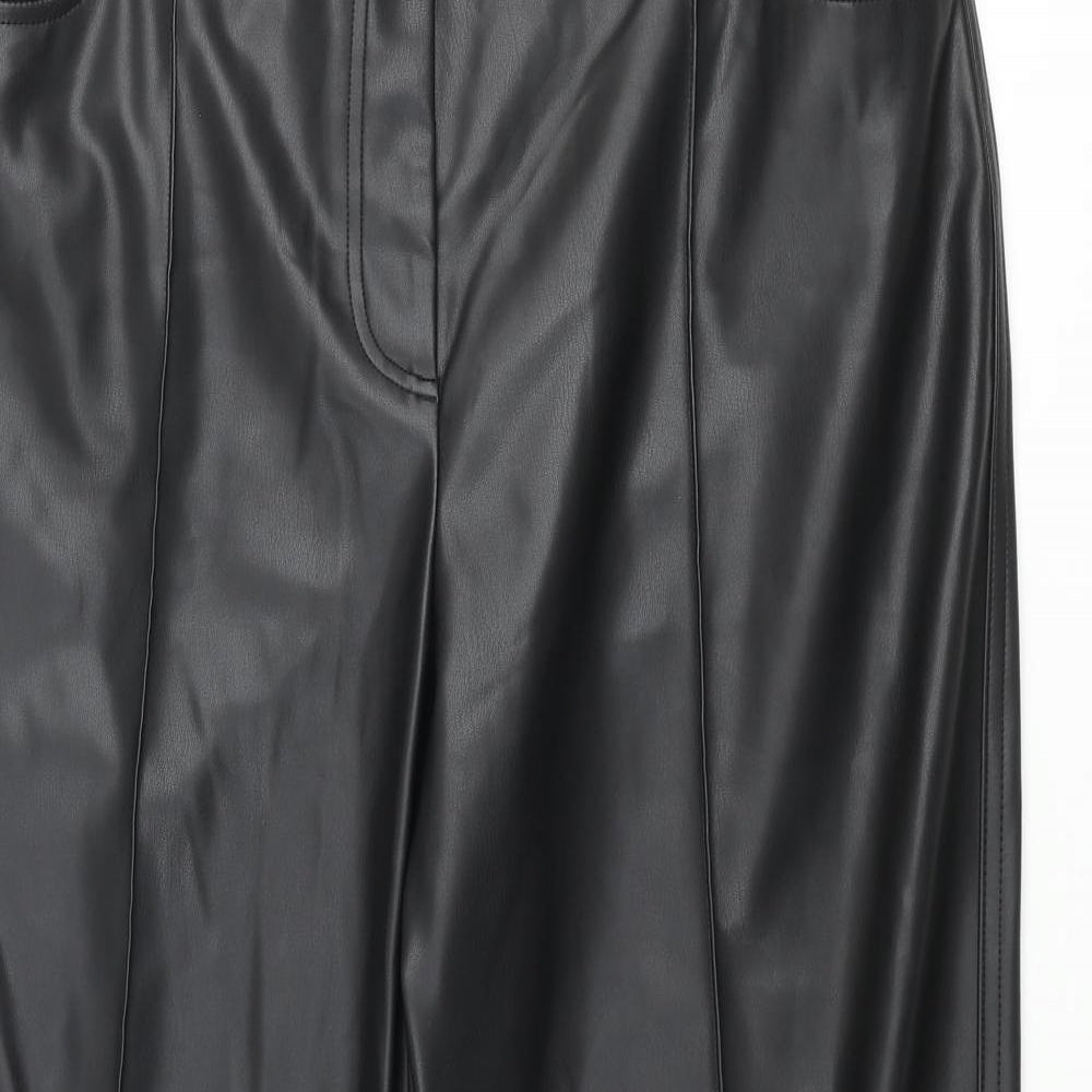 Marks and Spencer Womens Black Polyester Trousers Size 18 L26 in Regular Zip