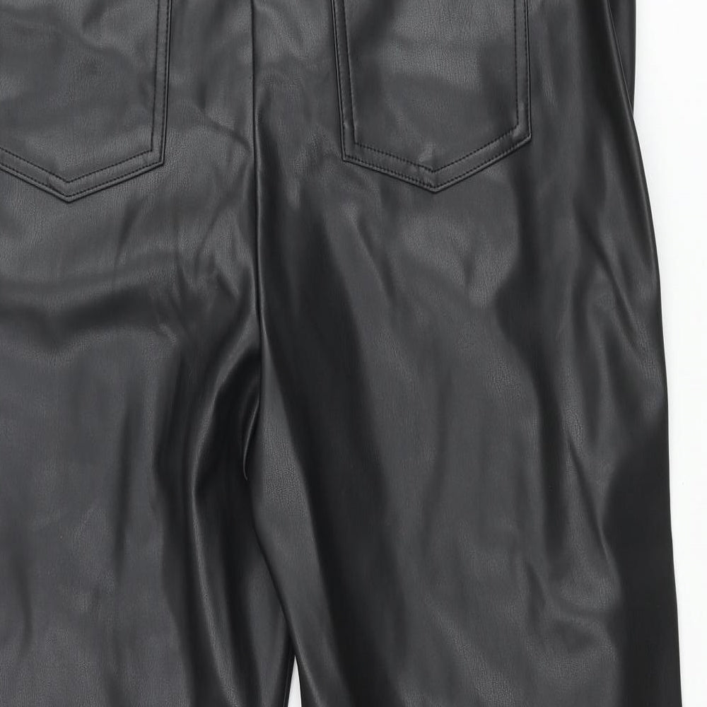 Marks and Spencer Womens Black Polyester Trousers Size 18 L26 in Regular Zip