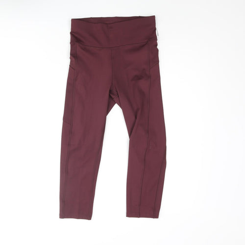 GOODMOVE Womens Red Polyester Cropped Leggings Size 6 L20 in Regular Pullover - Logo