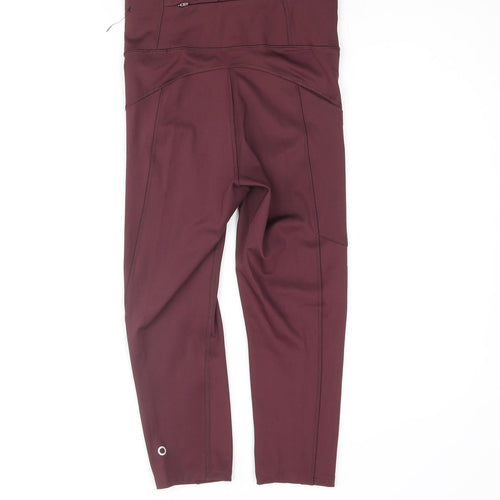 GOODMOVE Womens Red Polyester Cropped Leggings Size 6 L20 in Regular Pullover - Logo