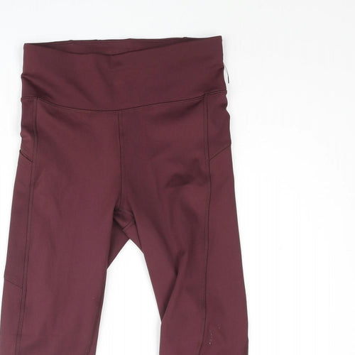 GOODMOVE Womens Red Polyester Cropped Leggings Size 6 L20 in Regular Pullover - Logo