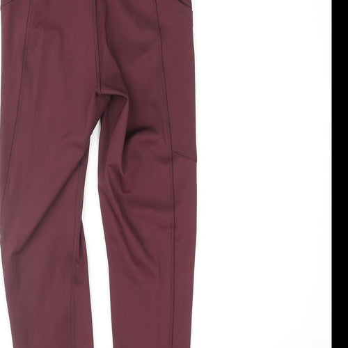 GOODMOVE Womens Red Polyester Cropped Leggings Size 6 L20 in Regular Pullover - Logo