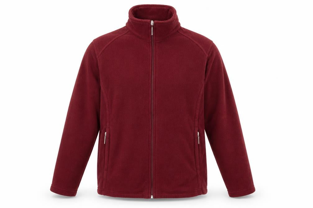 Front view of Damart men’s red jacket, size S, zip