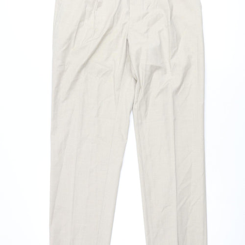 Autograph Mens Beige Polyester Dress Pants Trousers Size 34 in L31 in Regular Zip - Drawstring Waist