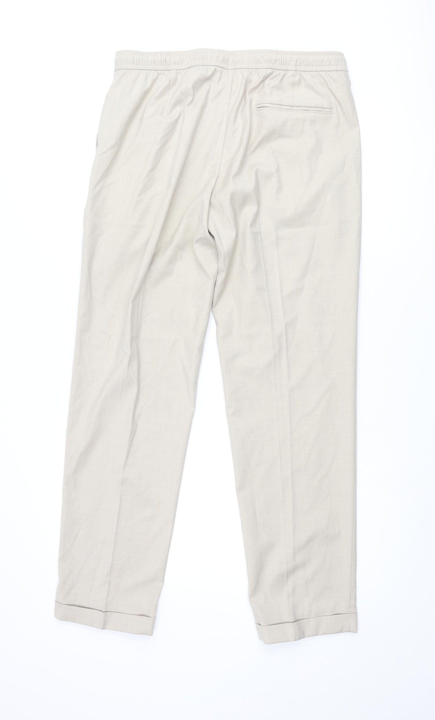 Autograph Mens Beige Polyester Dress Pants Trousers Size 34 in L31 in Regular Zip - Drawstring Waist