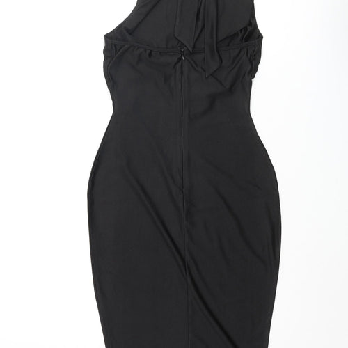 Missguided Womens Black Polyester Bodycon Size 6 Mock Neck Zip