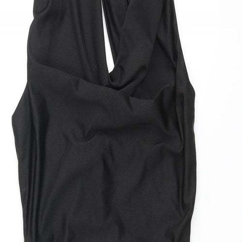 Missguided Womens Black Polyester Bodycon Size 6 Mock Neck Zip