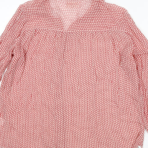Linea Womens Red Geometric Viscose Basic Button-Up Size 12 Collared - Zig Zag Pattern