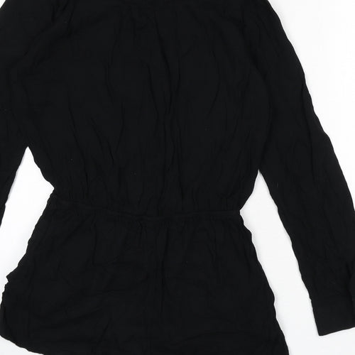 FOREVER 21 Womens Black Viscose Romper One-Piece Size S Button