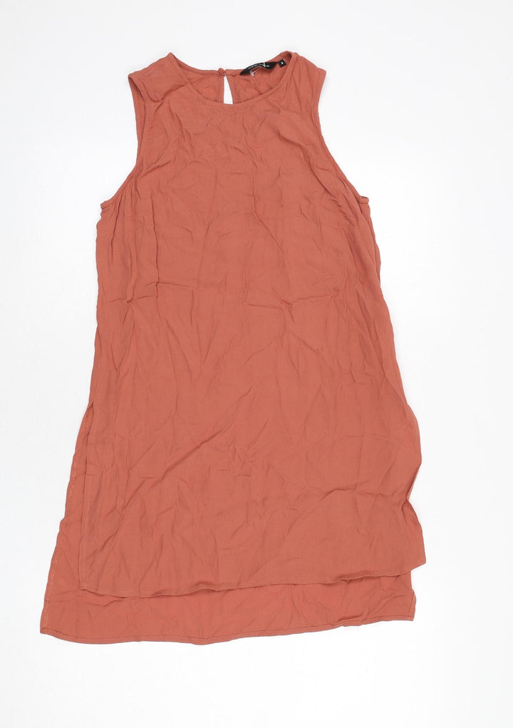 New Look Womens Pink Viscose Tunic Blouse Size 6 Round Neck