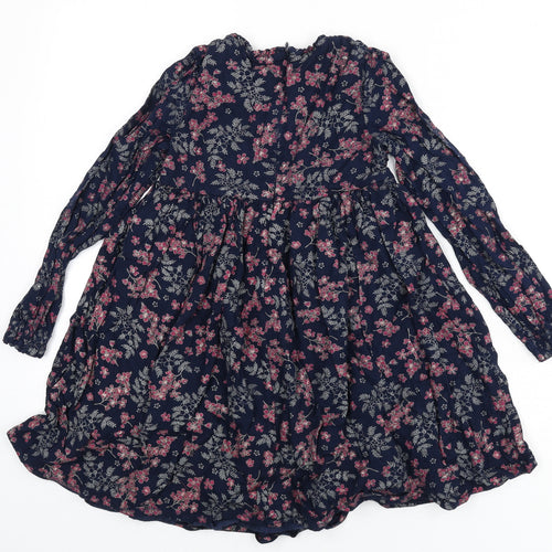 The Prairie Girls Blue Floral Viscose Fit & Flare Size 7 Years Round Neck Zip