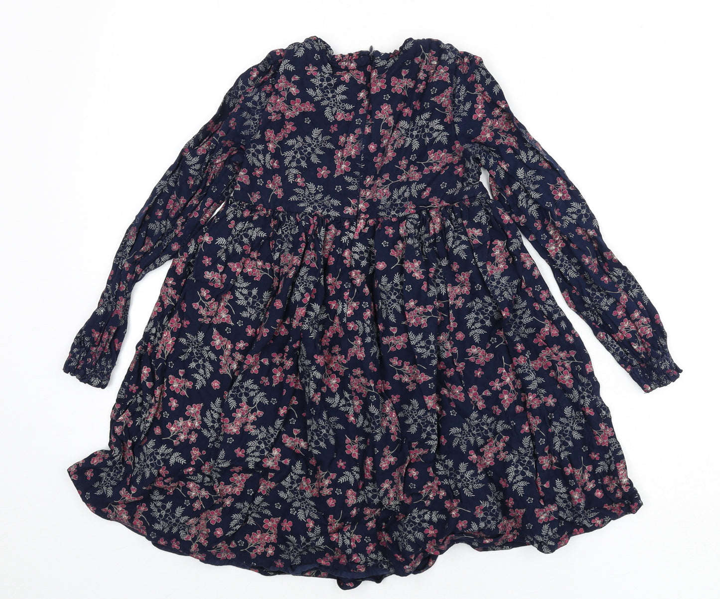 The Prairie Girls Blue Floral Viscose Fit & Flare Size 7 Years Round Neck Zip