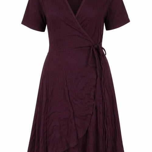 Boohoo Womens Red Viscose Wrap Dress Size 8 V-Neck Tie