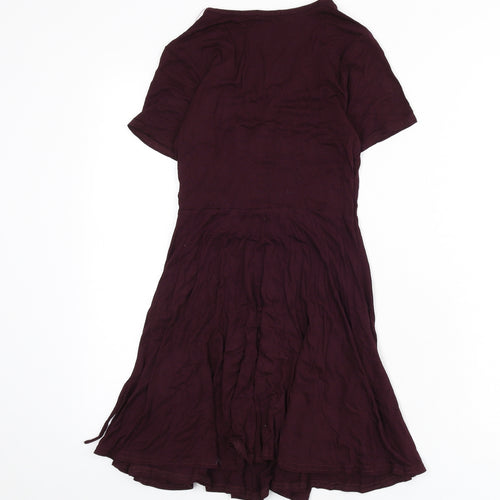 Boohoo Womens Red Viscose Wrap Dress Size 8 V-Neck Tie