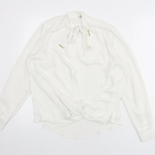 River Island Womens White Polyester Basic Blouse Size 8 V-Neck